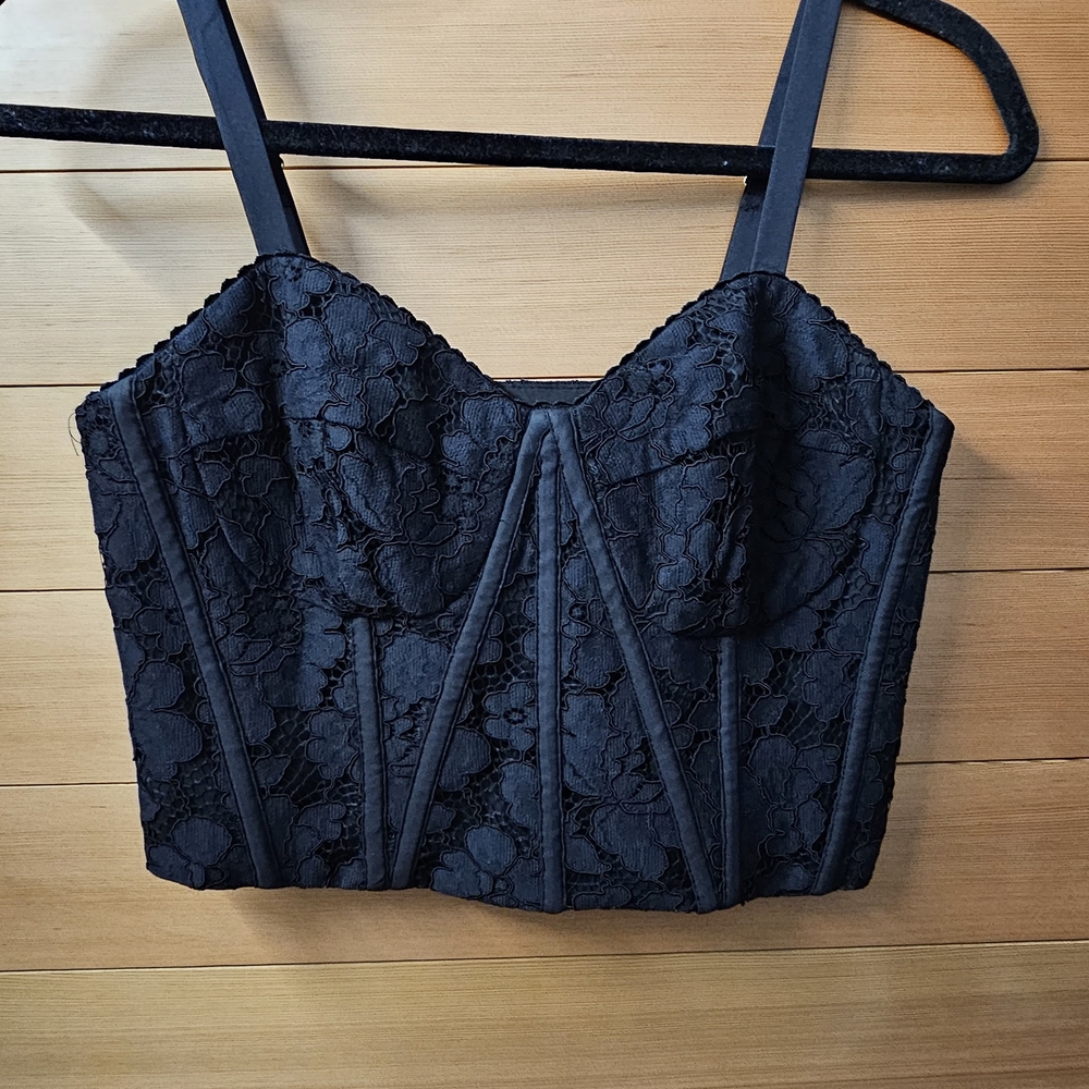 Express Black Lace Crop Top